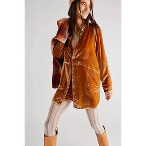 We The Free Summer Daydream Velvet Button Down Shirt US Women's XS